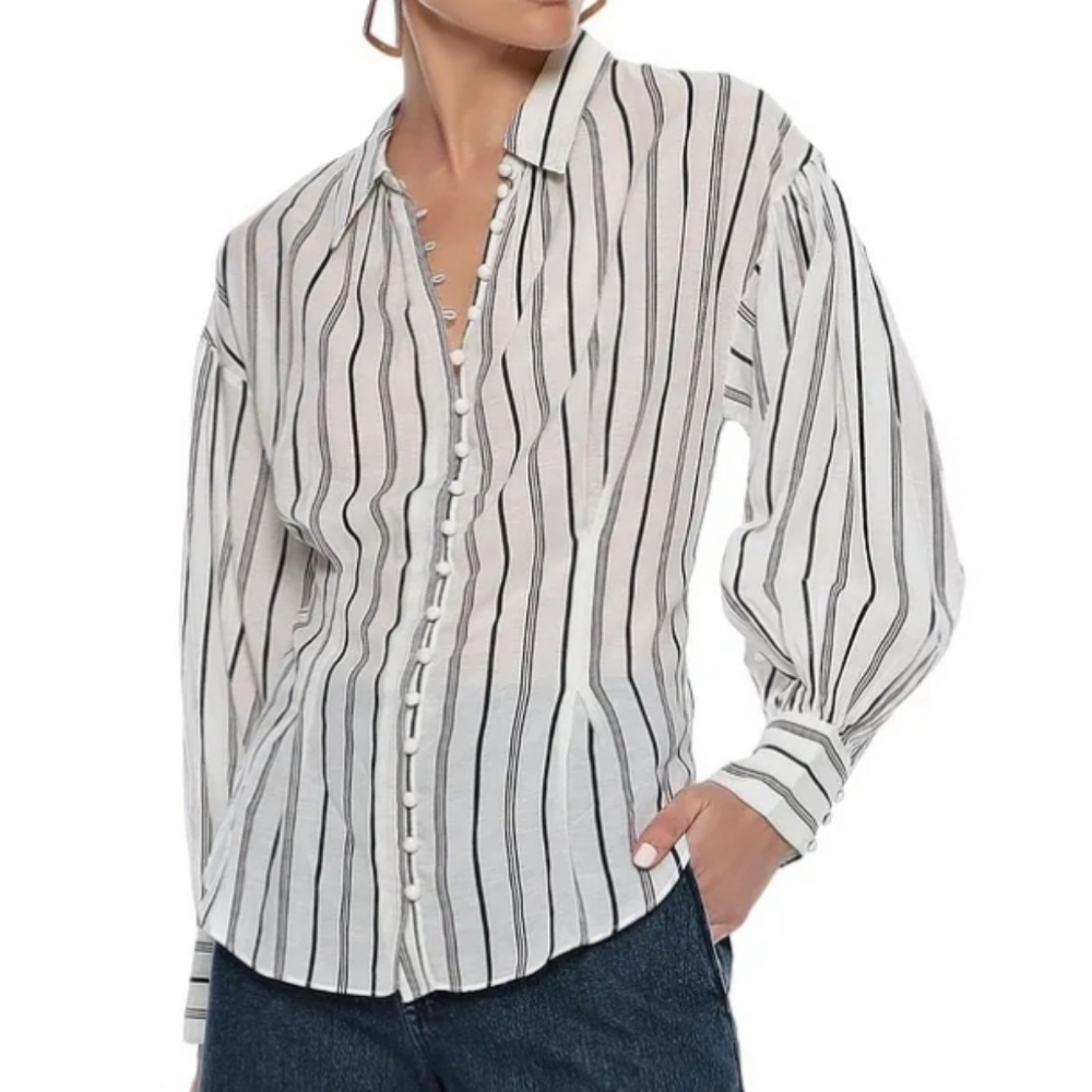 JOIE

Minya gathered striped cotton-blend shirt